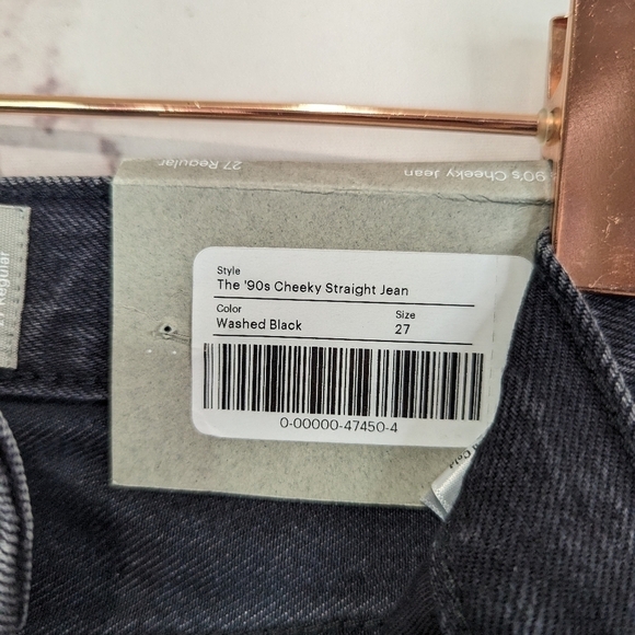 Everlane Jeans Button Fly 90s Cheeky Straight High Rise Washed Black NEW - Picture 11 of 15